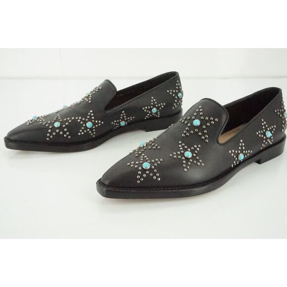 Valentino Beatles Star Studded Pointy Toe Flat Loafer Size 37 New Slip On $1095 - Picture 3 of 11